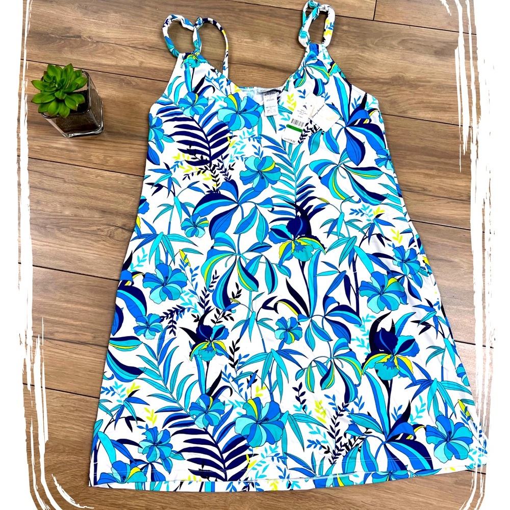 Tommy Hilfiger Blue & White Tropical Floral Swim Coverup